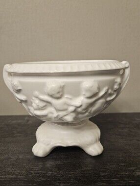 Vintage Inarco Japan White Cherub Footed Planter Bowl E-2274
